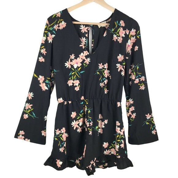 Pins & Needles Black Floral Romper Size Small - Picture 1 of 9
